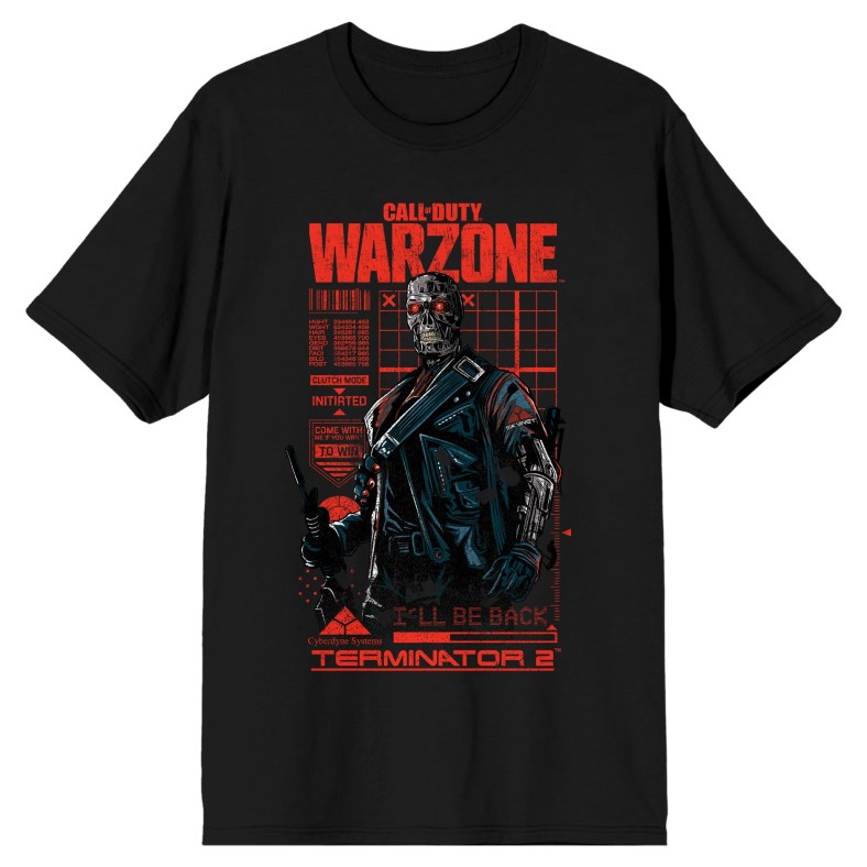 Black Men's Call Of Duty Warzone X Terminator 2 I'll Be Back Graphic T-Shirt