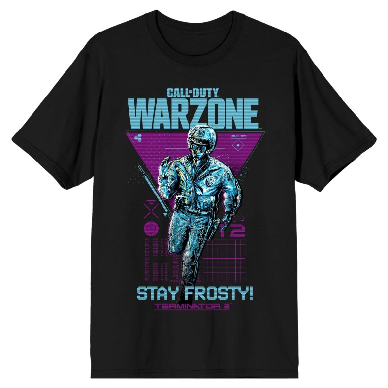 Call Of Duty Warzone X Terminator 2 Stay Frosty Men's Black T-Shirt